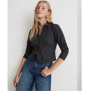 NWT Madewell Poplin Hook-Front Shrunken Shirt
